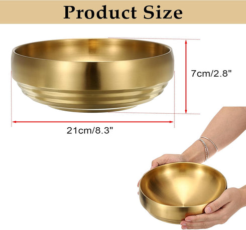 GUSHBIN 8.3" Counter Golden Key Bowl for Entryway Decorative Key Holder Round Fruit Dish Stainless Steel Catch All Bowl