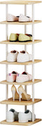 AZERPIAN Shoe Rack (7 Tier) - Vertical Storage Organizer, Narrow Metal Slim Shelf for Closet, Entryway, Bedroom, White