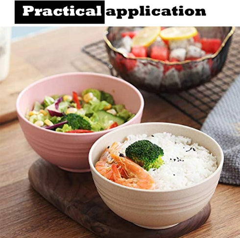 4 PCS 4.7inch Lightweight Wheat Straw Bowls - Unbreakable Cereal Pasta Bowls, Microwave & Dishwasher Safe, Beige
