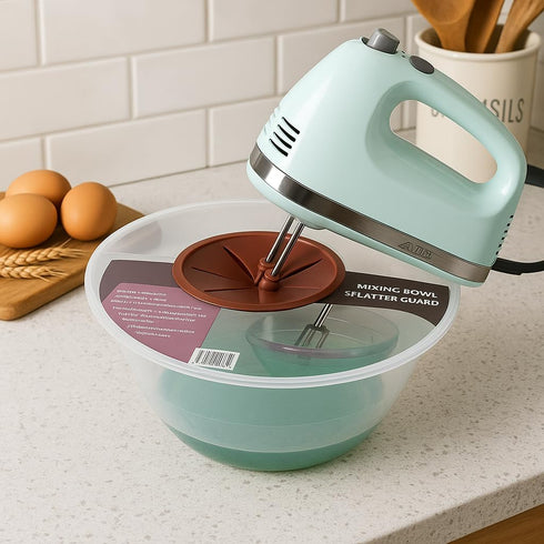 Dependable Industries Essentials 12" Mixing Bowl, Splatter Guard BPA FREE, Fits Most Mixers (Red)