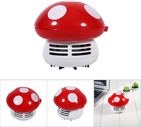 TOPINCN Mushroom Desktop Vacuum Cleaner, Cute Mini Mushroom Shape Dust Vacuum for Home, School, and Office (Red)