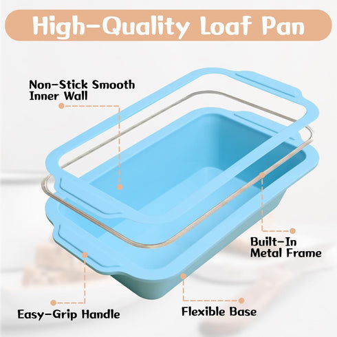 9.5 5 Inch Nonstick Silicone Bread Loaf Pan: x Bread Pan for Homemade Rye with Metal Frame - Loaf Mold for Baking Oven