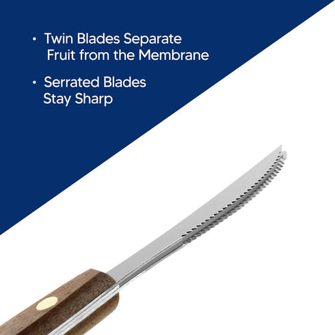 HIC Kitchen Squirt Free Serrated Twin-Blade Grapefruit Sectioning Knife, Stainless Steel Blades, Set of 2