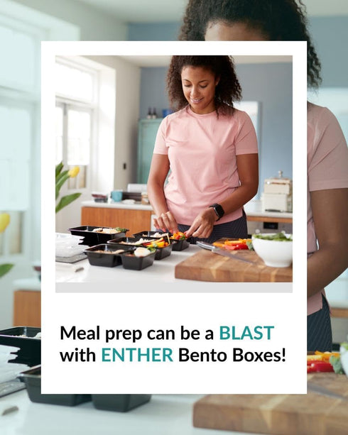 Enther Meal Prep Containers, 12 Pack 3 Compartment with Lids, BPA Free, Stackable, Reusable Lunch Boxes
