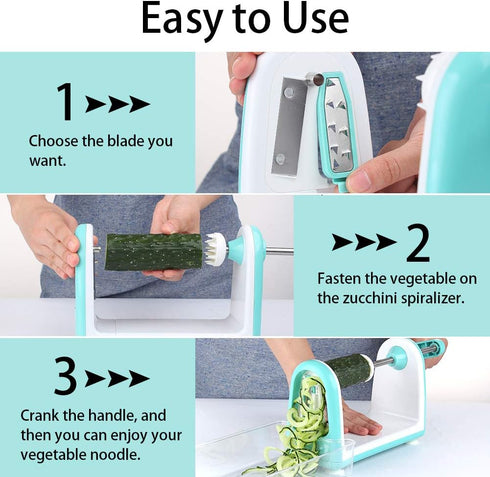 5 Ourokhome Zucchini Noodle Maker Spaghetti Spiralizer - Blades Vegetable Slicer for Veggie Noodles and Curly Chips