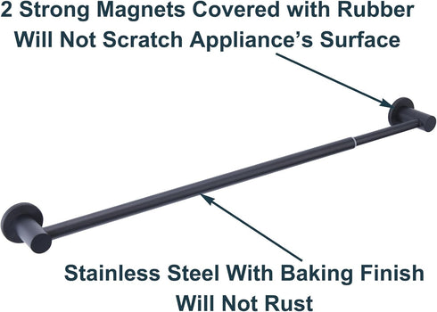 Adjustable Magnetic Towel Bar Holder for Refrigerator, 18-31.5 inches Black Magnet Classroom Flip Calendar Chart Rod