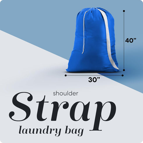 Handy Laundry Shoulder Strap Bag - Drawstring Locking Closure, Durable Nylon Material, Heavy Duty Stitching, Large