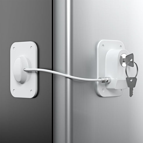 Refrigerator Lock 2 Packs, Easy to Use Fridge Locks with Key, Silicone Wire Protection for Kids