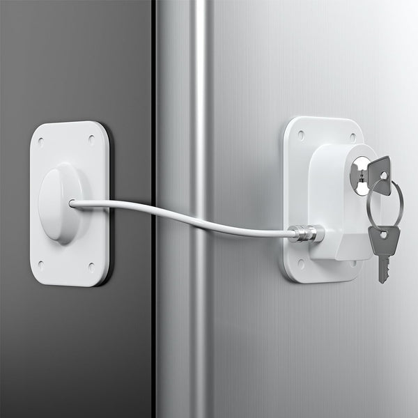 Refrigerator Lock 2 Packs, Easy to Use Fridge Locks with Key, Silicone Wire Protection for Kids