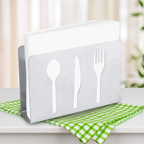 Fdit Stainless Steel Napkin Holder Decorative Paper Cocktail Modern Serviette Rack Table Decor Napkin Dispenser Organizer for Kitchen Countertops, Dinner Tables, Picnic