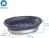 iDesign Ceramic and Steel Bar Holder, The York Collection Soap Dish, Matte Navy/Brushed Nickel