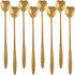 Falytemow 8pcs Gold Heart Shape 304 Stainless Steel Spoons for Coffee, Tea, Dessert, Mixing