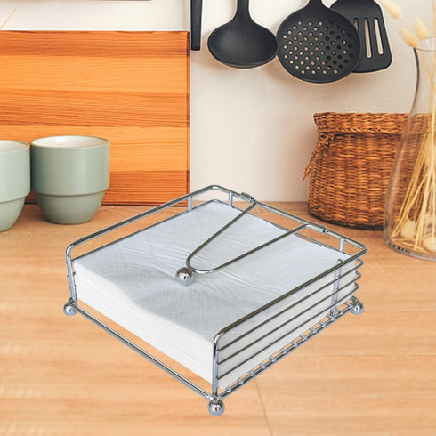Napkin Holder for Table, Flat Weighted Arm Square Paper Napkin Holders, Elegant Rustic Iron Metal for Kitchen