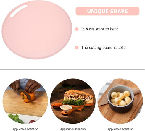 CALLARON Plastic Cutting Board, Round Kitchen Chopping Board with Hanging Hook, Non-Slip