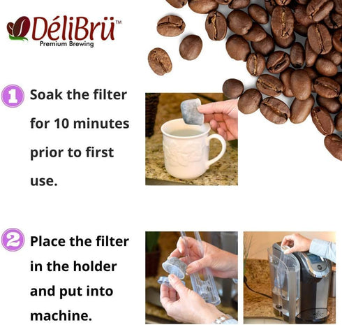 Delibru 12Pack Compatible Water Filter Cartridges for Keurig Machines, Premium Activated Charcoal Filters