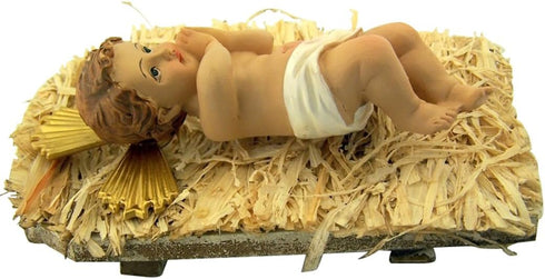 Religious Gifts Infant Jesus Christ in Crib 2 Piece Resin Christmas Nativity Statue, 7