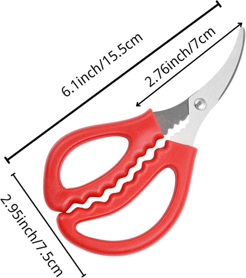 16PCS Red Seafood Scissors Bulk - Multifunctional Crab Leg Crackers for Kitchen Seafood Peeling