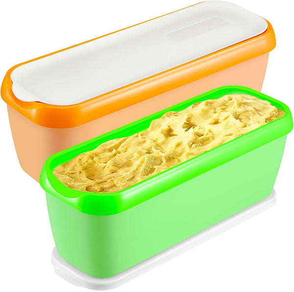 Boxdljh Ice Cream Containers Set of 2, 1.5 Quart Ice Cream Tub, Reusable