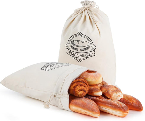 2-Pack Linen Bread Bags for Homemade Bread & Sourdough, 12x17.5 Inch Unbleached