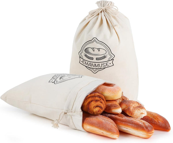 2-Pack Linen Bread Bags for Homemade Bread & Sourdough, 12x17.5 Inch Unbleached