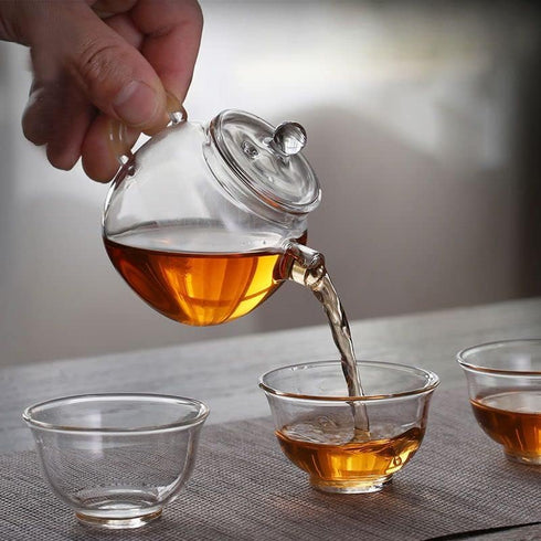 123Arts Mini Tea Pot, Clear Glass Teapot, Small Teapot for One Person Use, 220ml/7.3oz