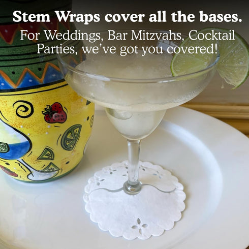 Regency Wraps Fabric Stem Wraps, Pack of 12, White, Elegant Table Decor for Stemmed Glass Bases