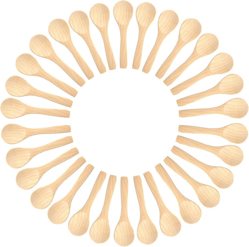 Small Mini Wooden Spoons 50 PCS for Body Scrubs, Sugar Scrubs, Spices, Ice Cream, Bath Salts, 3.93 Inch