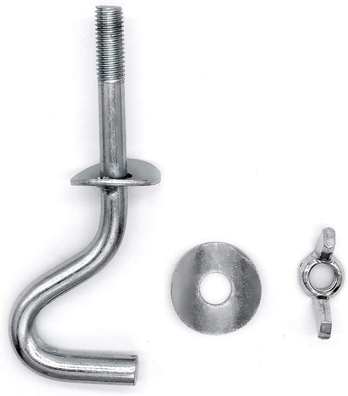 Zinc Heavy-Duty Replacement Hooks, 2 Packs Holding Hammock Fit 3/8 Inch Dia. 1-1/4 to 2 Inch Long Hole