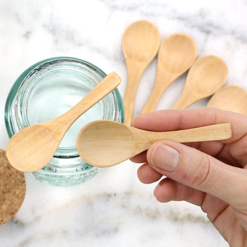 Small Mini Wooden Spoons 50 PCS for Body Scrubs, Sugar Scrubs, Spices, Ice Cream, Bath Salts, 3.93 Inch