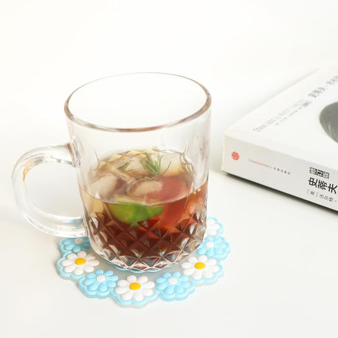 JXQGQ Set 4 (4 Coasters for Drinks, Cute Coaster for Coffee Table of Non-Slip PVC Silicone Coasters for Tabletop