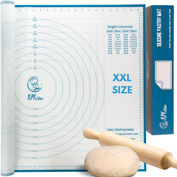 XXL Silicone Pastry Mat – Non-Slip Easy-Clean Rolling Mat for Dough, Cookies, Pizza & Fondant