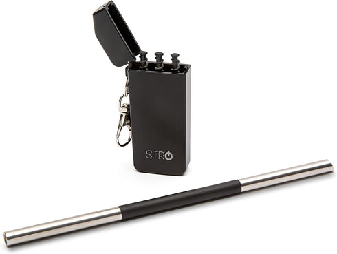 STRO Portable Reusable Metal Straw with Travel Case & Cleaning Brush, Stainless Steel Drinking Straw