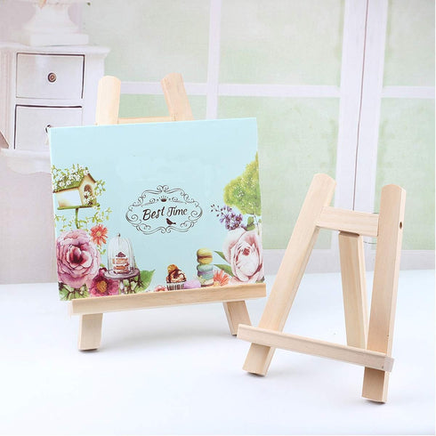 Small Tabletop Display Stand, 8 inch Wooden A-Frame Artist Easel for Canvas, Photo, Picture Sign