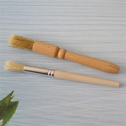 Coffee Grinder Cleaning Brush 2Pcs, Wood Handle & Natural Bristles Espresso Brush for Barista Home Kitchen