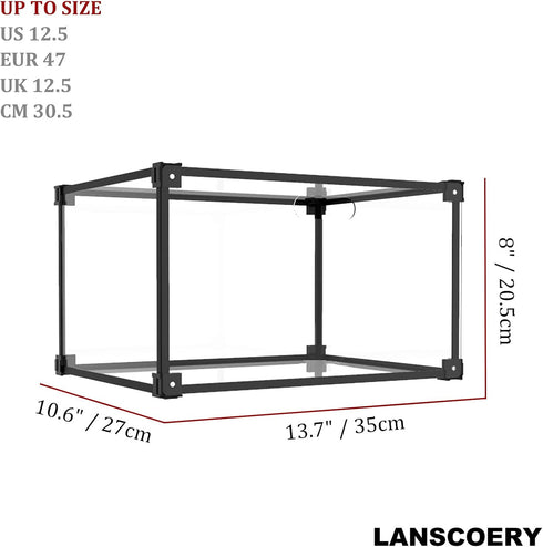 LANSCOERY Shoe Storage Box, Stackable Clear Acrylic Foldable Shoe Organizer with Magnetic Side Opening Door for