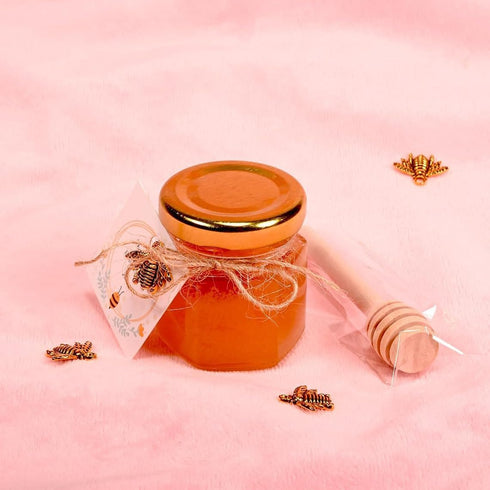 20 Pack Adabocute Mini Honey Jars with Dipper - Perfect for Baby Shower Favors and Wedding Favors - Includes Bee