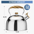 Tea Kettle Stovetop, Whistling Tea Kettles for Stove Top, Teakettle Tea Pots for Stovetop, Food Grade Stainless Steel Teapot Kettle with Wood Pattern Handle for Home Kitchen, 2.5 Liter Silver by Chefbar