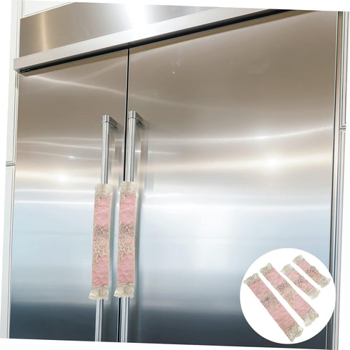 2 Pairs Refrigerator Door Handle Covers, Fridge Door Protector Glove, Lace Cloth Decor for Dishwasher Handle