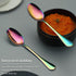 Rainbow Dinner Spoons 12 Pieces, 18.5cm Stainless Steel with Rainbow Titanium Plating, Dishwasher Safe
