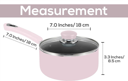 Utopia Kitchen Nonstick Saucepan 2 Quarts with Detachable handle & Glass Lid, Induction Compatible, Stay-Cool Handle, Multipurpose Use for Kitchen or Restaurant, Purple - Black (Pack of 1) by Utopia Kitchen