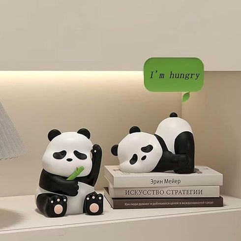 Whbbbj 2pcs Cute Panda Decorative Bookends, Resin Unique Animal Book Ends, Fun Modern Home Sculptures, Modern Panda