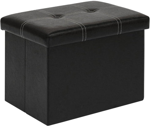 B FSOBEIIALEO Folding Storage Ottoman Cube, Faux Leather Footrest Seat Coffee Table,