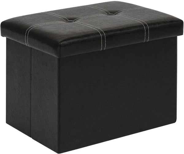 B FSOBEIIALEO Folding Storage Ottoman Cube, Faux Leather Footrest Seat Coffee Table,