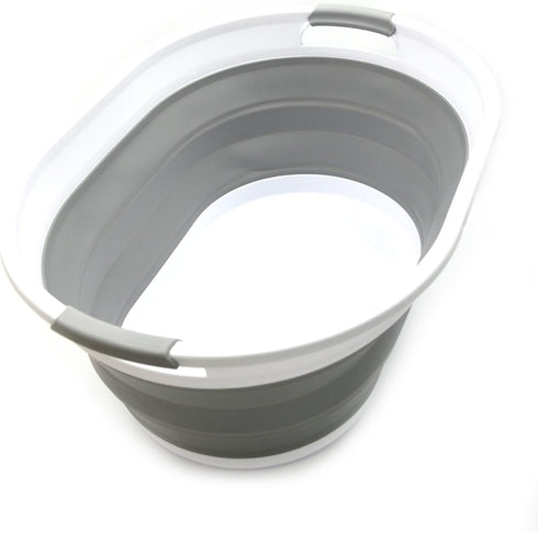 SAMMART 28L (7.4 gallon) Collapsible Plastic Laundry Basket-Oval Tub/Basket - Portable Washing Tub, Water capacity: 22L