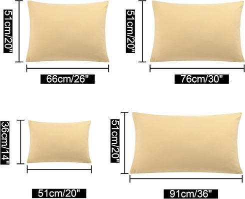 uxcell 2 Pack Pillow Cases Soft 1800 Series Microfiber with Zipper King (20"x36") - Gold