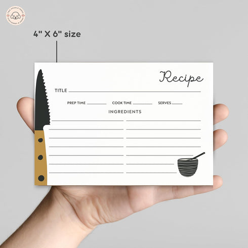 40 Recipe Cards for Recipe Box: Boho Kitchen Recipe Cards in 3 Designs for Weddings or Bridal Showers