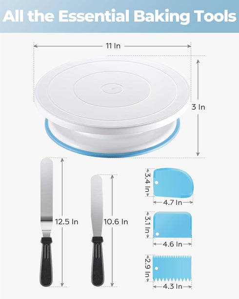 Kootek Cake Decorating Kit with Cake Turntable, 2 Frosting Spatulas, 3 Icing Smoother Scrapers, Baking Tools for