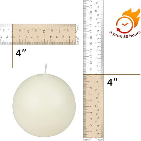 Ball Candles, 4 Inch, Pale Ivory