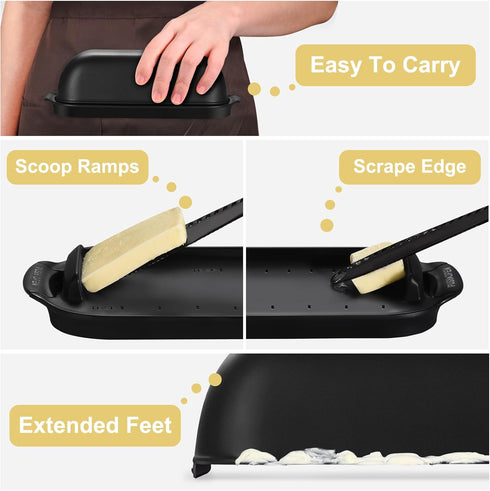 AONCO Butter Dish with Lid, Unbreakable Butter Keeper Container for Countertop, BPA-free, Microwave/Dishwasher Safe