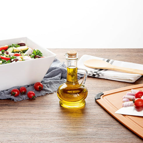 8-Ounce 1 Restaurantware RW Base Olive Oil Dispenser Kitchen Oil Dispenser Bottle - With Cork Lid Non-Leaking Clear